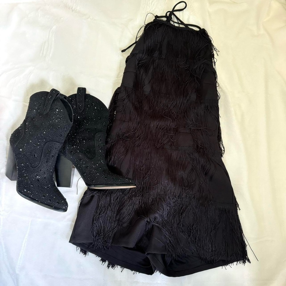Black Fringe Romper